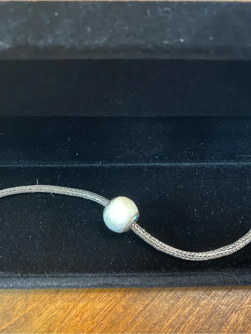 Sterling Silver White beveled mega Bead